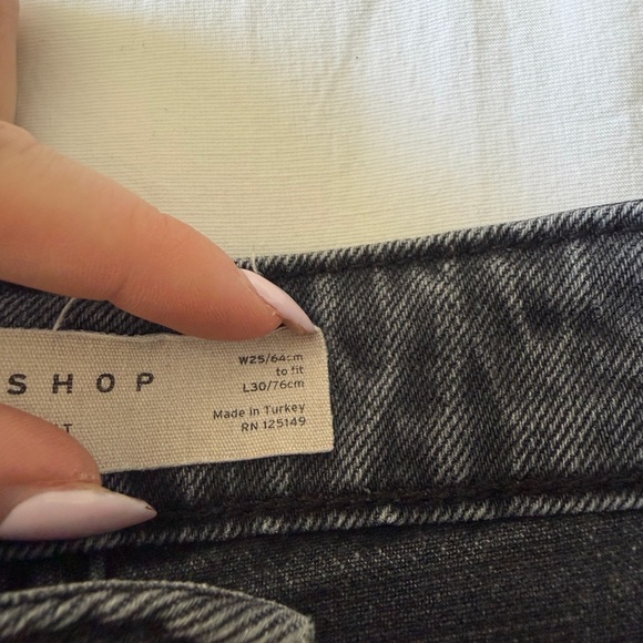 Topshop Black Straight Leg Jeans – High Rise Cropped Raw Hem W25 - Picture 3 of 6